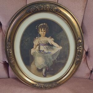 Vintage Gold Floral Framed Print of Miss Murray.